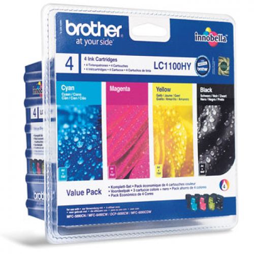 BROTHER Pack cartuchos Preto, Cian, Magenta e Amarelo  MFC-6490CW,  de Alta capacidad , Brother , BROLC1100HYVALBP , 5014047561566